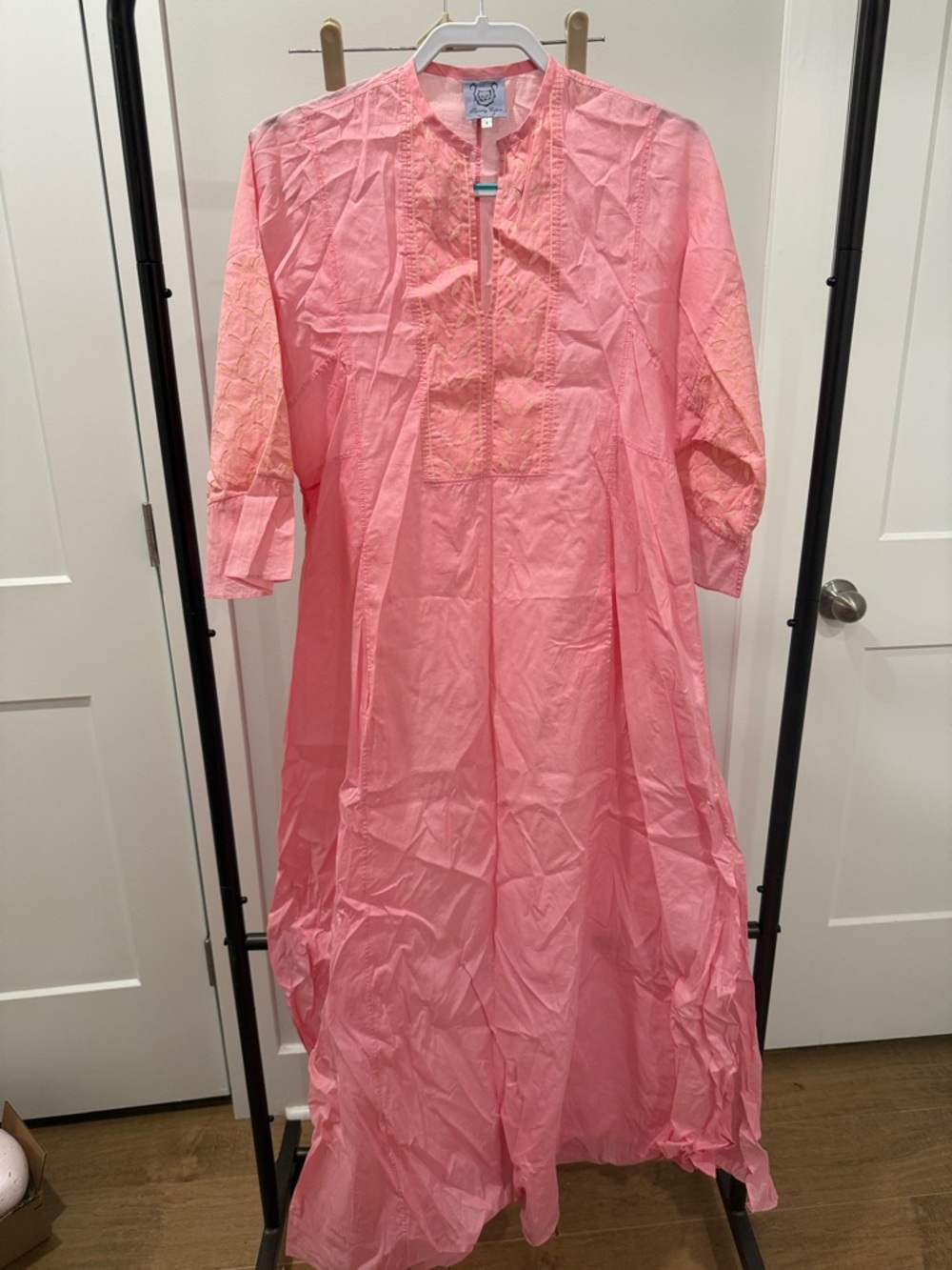 Thierry Colson Light Pink Embroidered Maxi Tunic Dress